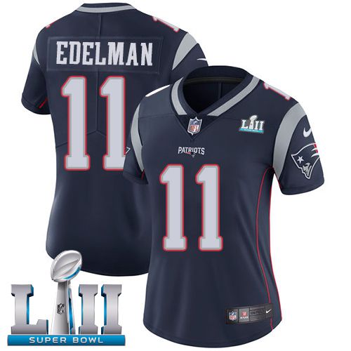 Women New England Patriots #11 Edelman Blue Limited 2018 Super Bowl NFL Jerseys